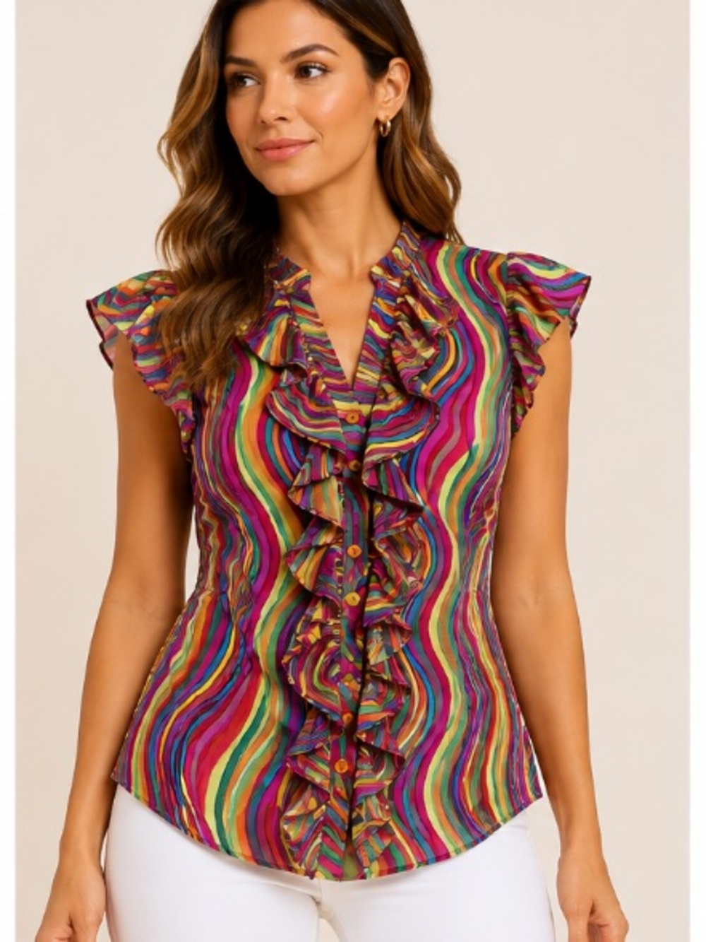 Romeo & Juliet Couture Multicolor Striped Blouse